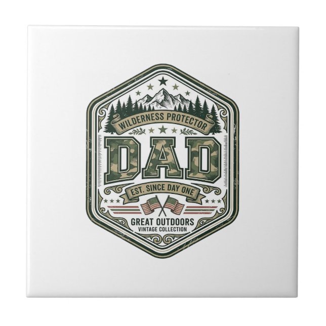 Vintage Engraving Dad Mountain Badge Shirt Design_ Tile (Front)