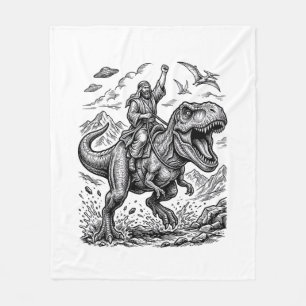 Vintage Engraving Dinosaur Rider Graphic Tee_1 Fleece Blanket