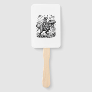 Vintage Engraving Dinosaur Rider Graphic Tee_1 Hand Fan