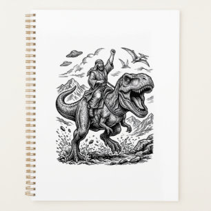 Vintage Engraving Dinosaur Rider Graphic Tee_1 Planner