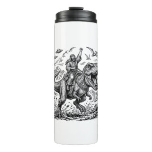 Vintage Engraving Dinosaur Rider Graphic Tee_1 Thermal Tumbler