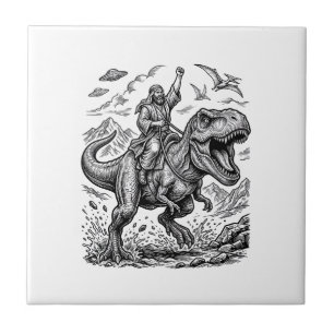 Vintage Engraving Dinosaur Rider Graphic Tee_1 Tile