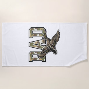 Vintage Engraving Duck Dad Camo Vector Shirt Desig Beach Towel