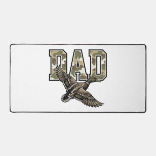 Vintage Engraving Duck Dad Camo Vector Shirt Desig Desk Mat