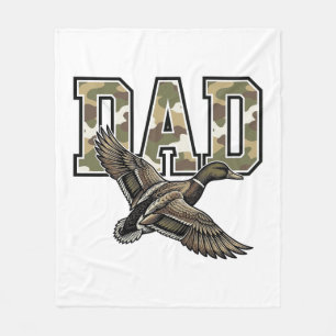 Vintage Engraving Duck Dad Camo Vector Shirt Desig Fleece Blanket