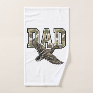 Vintage Engraving Duck Dad Camo Vector Shirt Desig Hand Towel