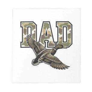 Vintage Engraving Duck Dad Camo Vector Shirt Desig Notepad