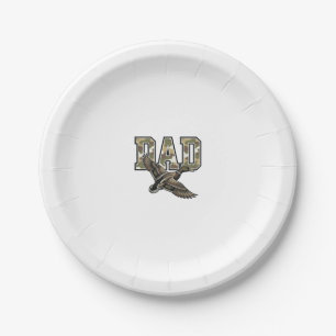 Vintage Engraving Duck Dad Camo Vector Shirt Desig Paper Plate