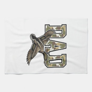 Vintage Engraving Duck Dad Camo Vector Shirt Desig Tea Towel