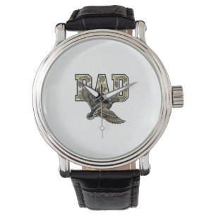 Vintage Engraving Duck Dad Camo Vector Shirt Desig Watch