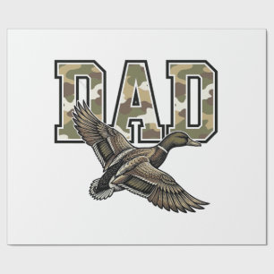 Vintage Engraving Duck Dad Camo Vector Shirt Desig Wrapping Paper