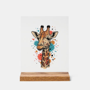 Vintage Engraving Giraffe Art White Shirt Design ( Acrylic Sign