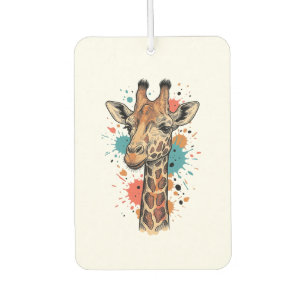 Vintage Engraving Giraffe Art White Shirt Design ( Car Air Freshener