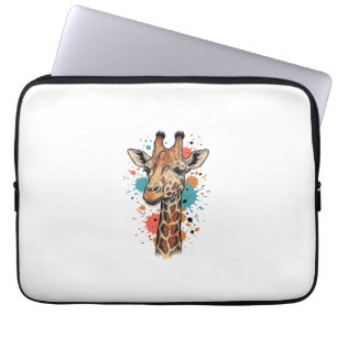 Vintage Engraving Giraffe Art White Shirt Design ( Laptop Sleeve