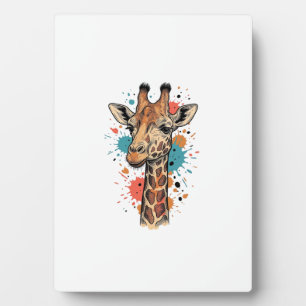Vintage Engraving Giraffe Art White Shirt Design ( Plaque