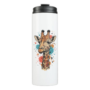 Vintage Engraving Giraffe Art White Shirt Design ( Thermal Tumbler
