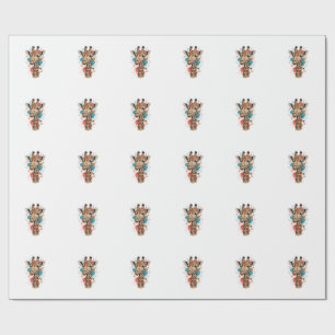 Vintage Engraving Giraffe Art White Shirt Design ( Wrapping Paper