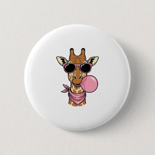 Vintage Engraving Giraffe Bubblegum Vector Design_ 6 Cm Round Badge