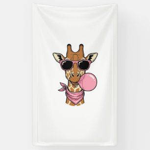 Vintage Engraving Giraffe Bubblegum Vector Design_ Banner