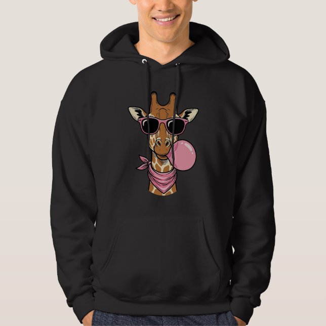 Vintage Engraving Giraffe Bubblegum Vector Design_ Hoodie (Front)