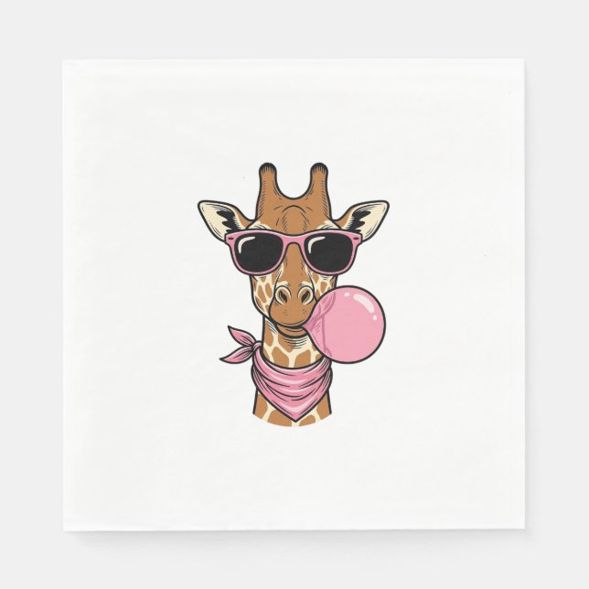 Vintage Engraving Giraffe Bubblegum Vector Design_ Napkin (Front)