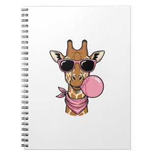 Vintage Engraving Giraffe Bubblegum Vector Design_ Notebook