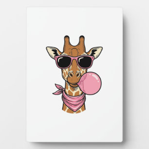 Vintage Engraving Giraffe Bubblegum Vector Design_ Plaque