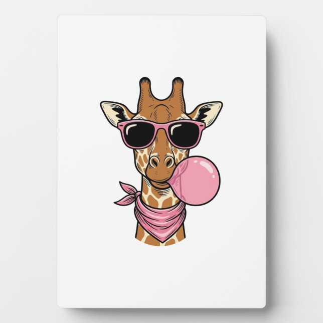 Vintage Engraving Giraffe Bubblegum Vector Design_ Plaque (Front)