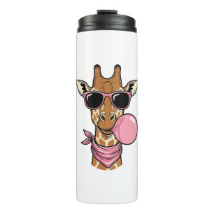 Vintage Engraving Giraffe Bubblegum Vector Design_ Thermal Tumbler