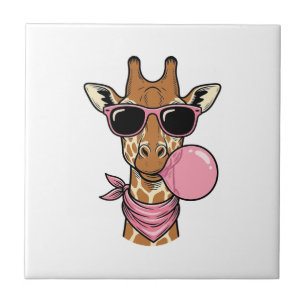 Vintage Engraving Giraffe Bubblegum Vector Design_ Tile