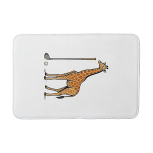Vintage Engraving Giraffe Golf Vector T-Shirt Desi Bath Mat