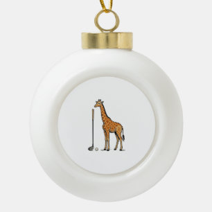 Vintage Engraving Giraffe Golf Vector T-Shirt Desi Ceramic Ball Christmas Ornament