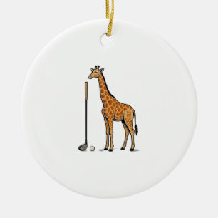 Vintage Engraving Giraffe Golf Vector T-Shirt Desi Ceramic Tree Decoration
