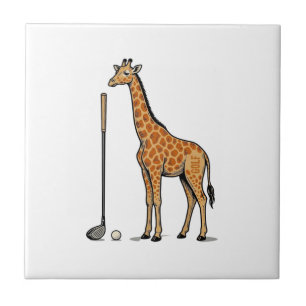 Vintage Engraving Giraffe Golf Vector T-Shirt Desi Tile