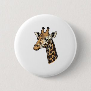 Vintage Engraving Giraffe Portrait Shirt Design (7 6 Cm Round Badge
