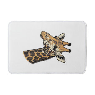 Vintage Engraving Giraffe Portrait Shirt Design (7 Bath Mat