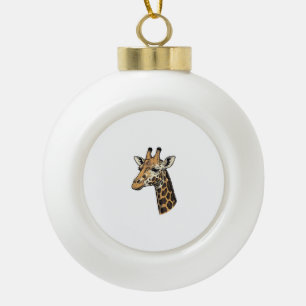 Vintage Engraving Giraffe Portrait Shirt Design (7 Ceramic Ball Christmas Ornament