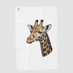 Vintage Engraving Giraffe Portrait Shirt Design (7 Golf Towel