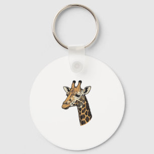 Vintage Engraving Giraffe Portrait Shirt Design (7 Key Ring