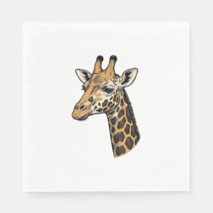 Vintage Engraving Giraffe Portrait Shirt Design (7 Napkin