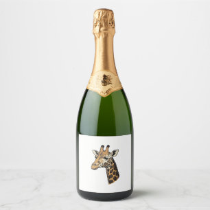Vintage Engraving Giraffe Portrait Shirt Design (7 Sparkling Wine Label