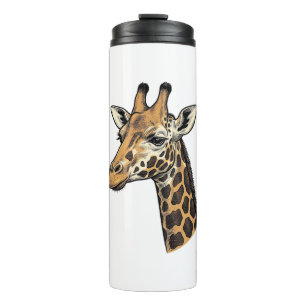 Vintage Engraving Giraffe Portrait Shirt Design (7 Thermal Tumbler