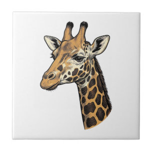 Vintage Engraving Giraffe Portrait Shirt Design (7 Tile