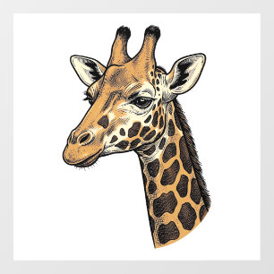 Vintage Engraving Giraffe Portrait Shirt Design (7 Window Cling