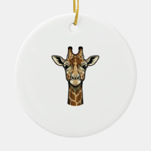 Vintage Engraving Giraffe Vector Art Design_1 Ceramic Tree Decoration