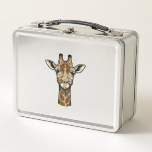 Vintage Engraving Giraffe Vector Art Design_1 Metal Lunch Box