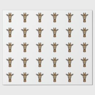 Vintage Engraving Giraffe Vector Art Design_1 Wrapping Paper