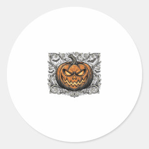Vintage Engraving Halloween Pumpkin Shirt Design_1 Classic Round Sticker