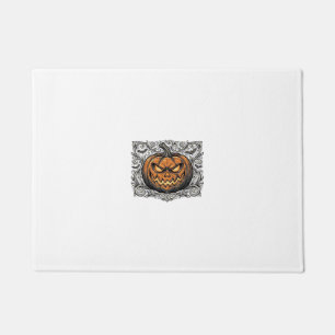 Vintage Engraving Halloween Pumpkin Shirt Design_1 Doormat