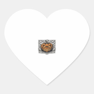 Vintage Engraving Halloween Pumpkin Shirt Design_1 Heart Sticker
